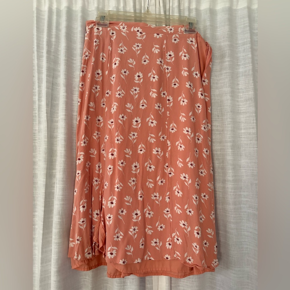 Dip Floral Coral A-Line Skirt